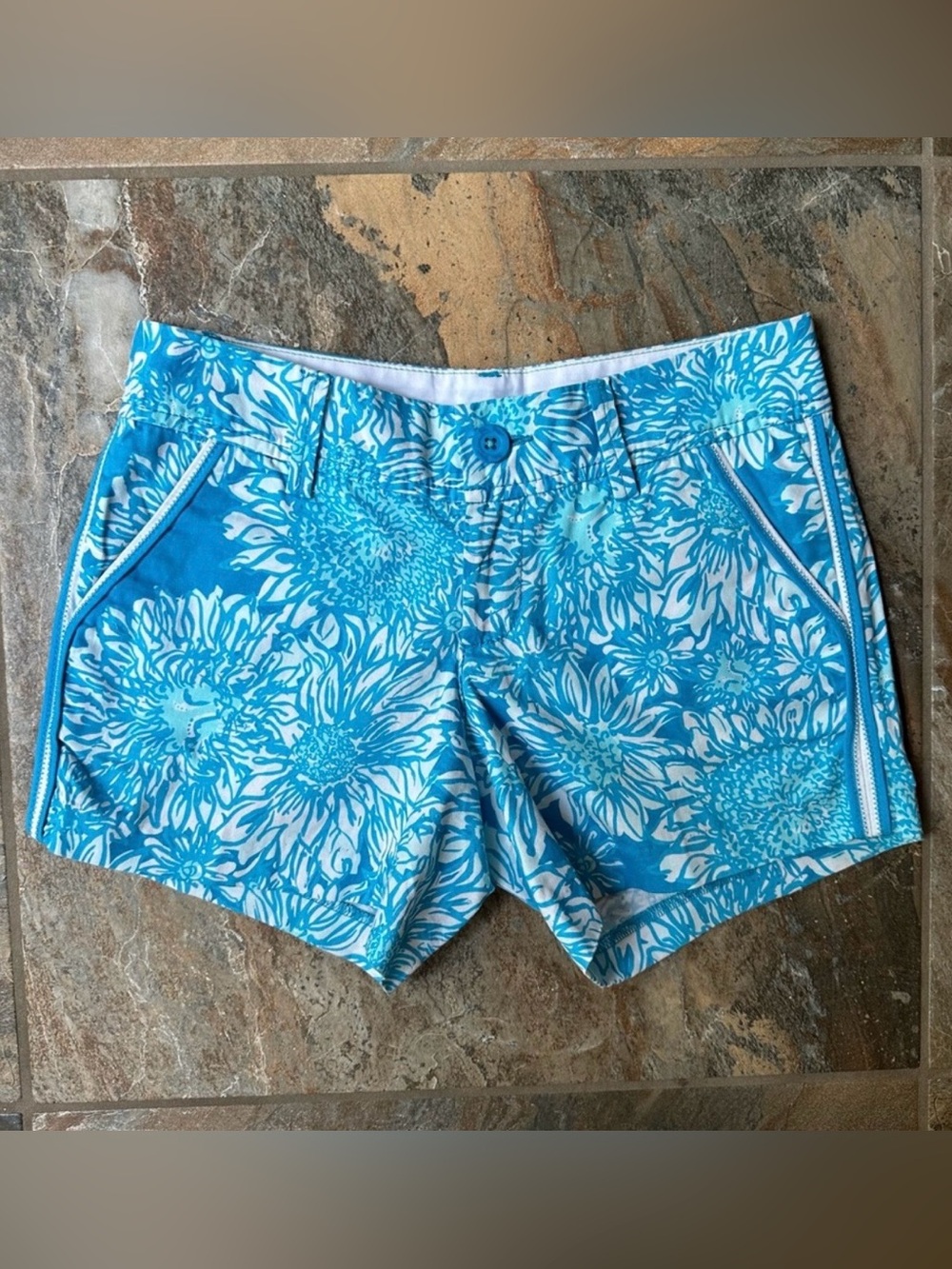 Lilly Pulitzer The Callahan Short Lion in the Sun Ariel Blue Floral Size 00